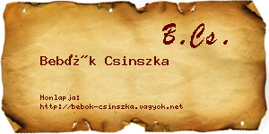 Bebők Csinszka névjegykártya